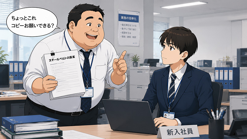 コピーを頼まれる新入社員